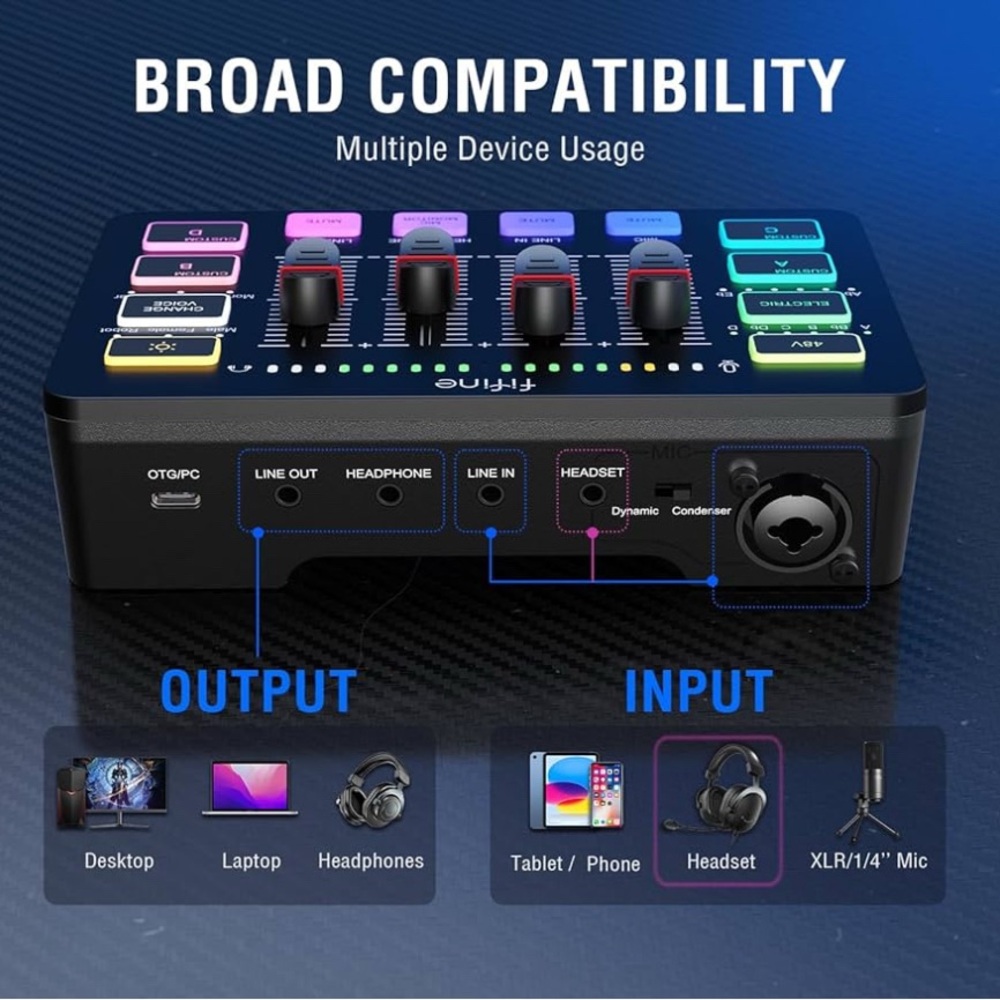 FIFINE Audio Mixer with Colorful Controls - Picture 4 of 7